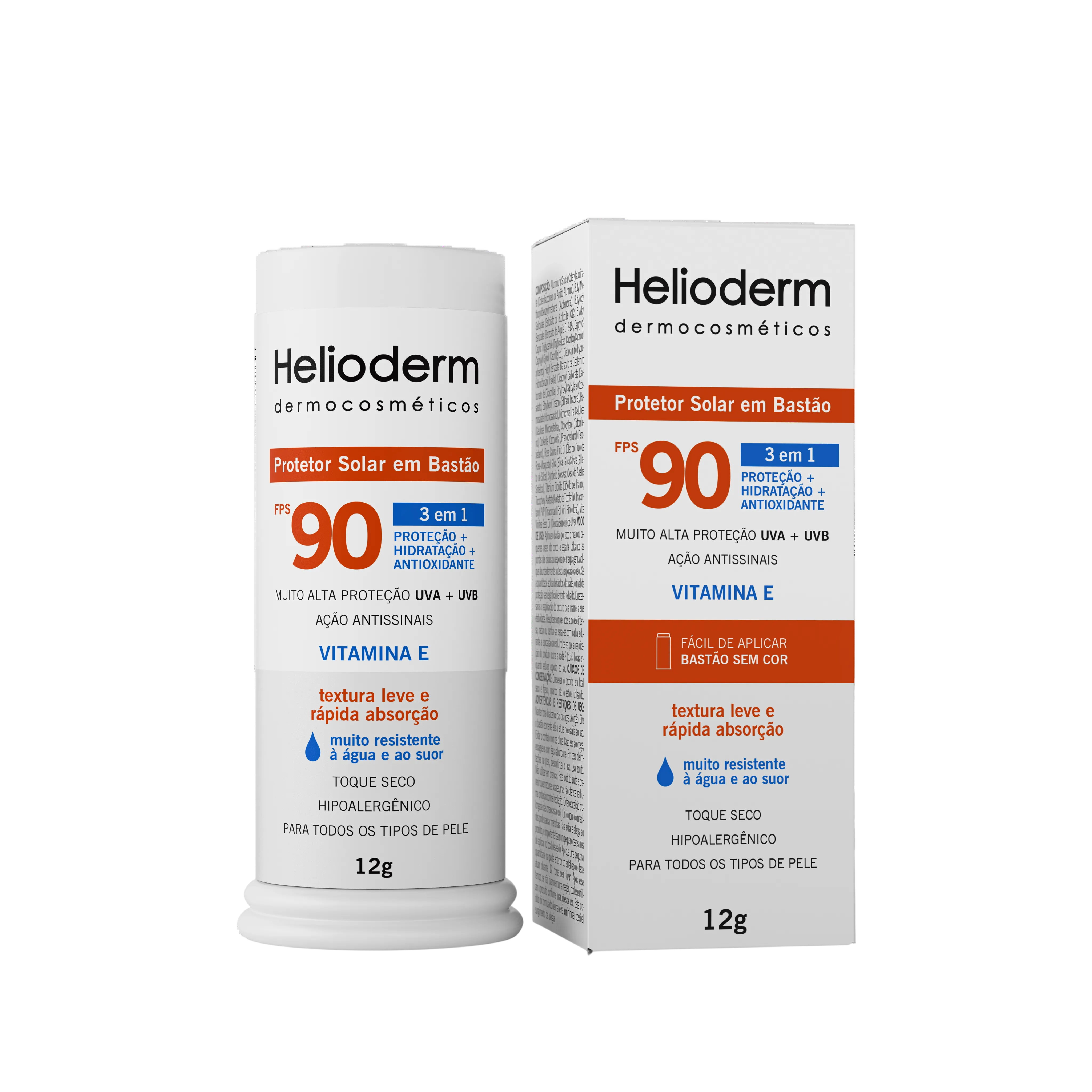 Helioderm Bastão Facial FPS 90 sem cor - 12g