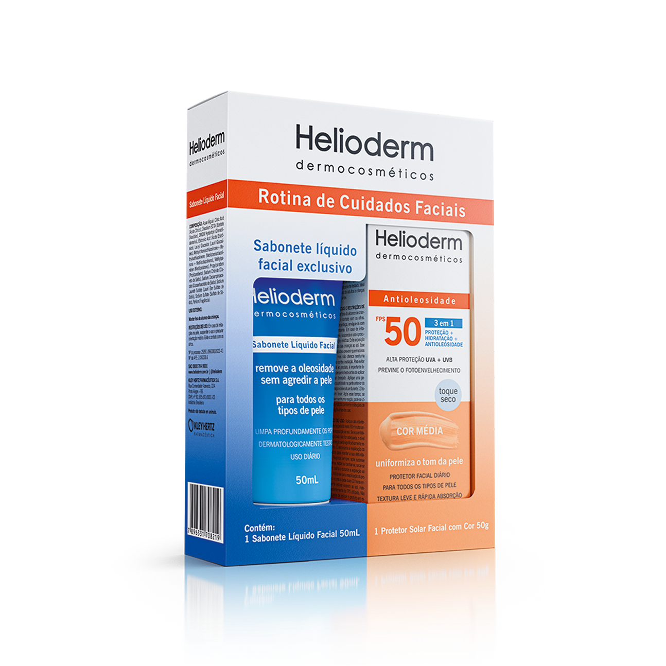 Helioderm Kit Sabonete Líquido Facial + Facial FPS 50 cor média