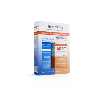 Helioderm Kit Sabonete Líquido Facial + Facial FPS 50 cor média